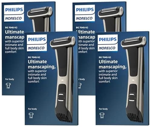 Philips Norelco Body Groomer 7000 Series BG7490/50 | Waterproof Men's Full Body Groomer with Travel Case, 120 Min Runtime — Pack of 4