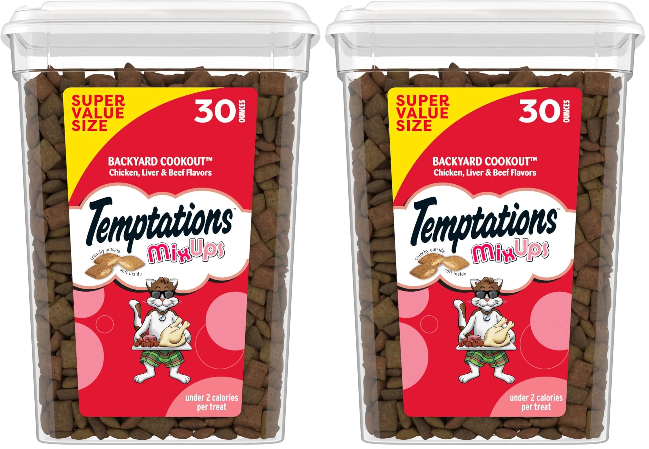 Temptations MixUps Backyard Cookout Flavor Cat Treats, Crunchy & Soft, 30 oz Tub (Pack of 2) - main product image