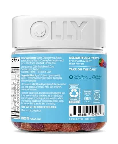 OLLY Kids Multivitamin & Probiotic Gummy, Berry Flavored, 840 Count (2.27 kg) | Digestive Support for Children thumbnail 8