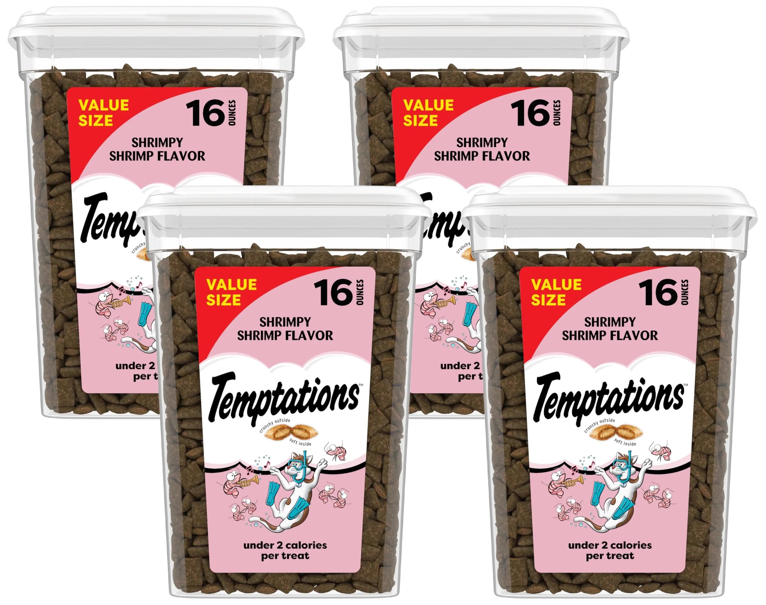 Temptations Classic Crunchy Soft Cat Treats, Shrimpy Shrimp Flavor, 179g (6.3 oz) | Under 2 Calories Per Treat — Shrimp / 1 Pound