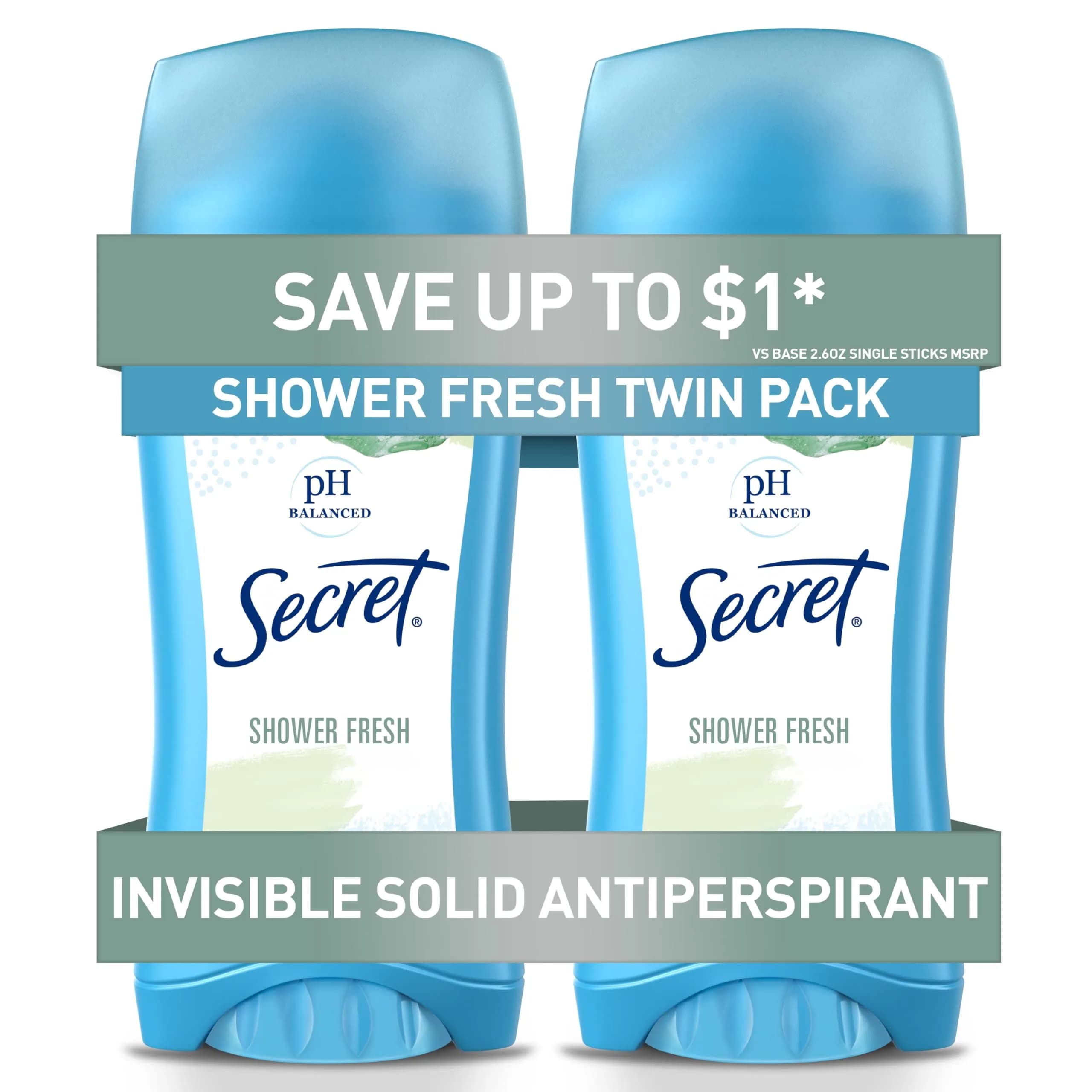 Secret Shower Fresh Invisible Solid Antiperspirant for Women, 2.6 oz (Pack of 12) | 24hr Sweat & Odor Protection - main product image
