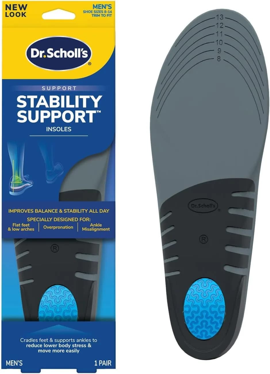 Dr. Scholl's Flat Feet Support Insoles for Men, Size 8-14 (12-Pack) | FDA Approved Arch Support for Overpronation - main product image