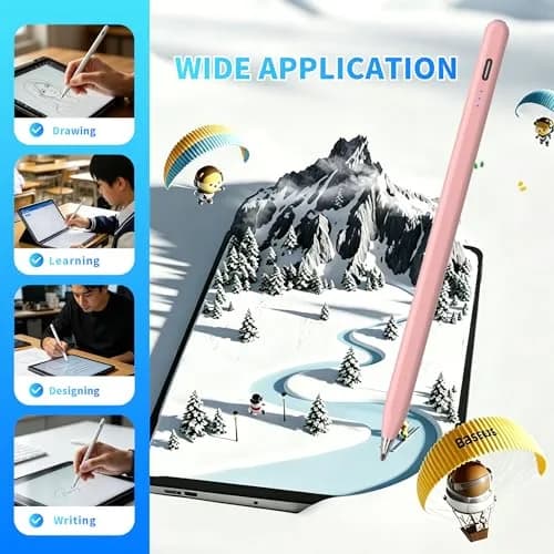 YJSK Rechargeable Stylus Pen for Samsung Galaxy Tab A11+/A11/A9+/A9 & Android Tablets, Precise Writing Pencil, 12-Hr Use, Auto Sleep, Pink thumbnail 6