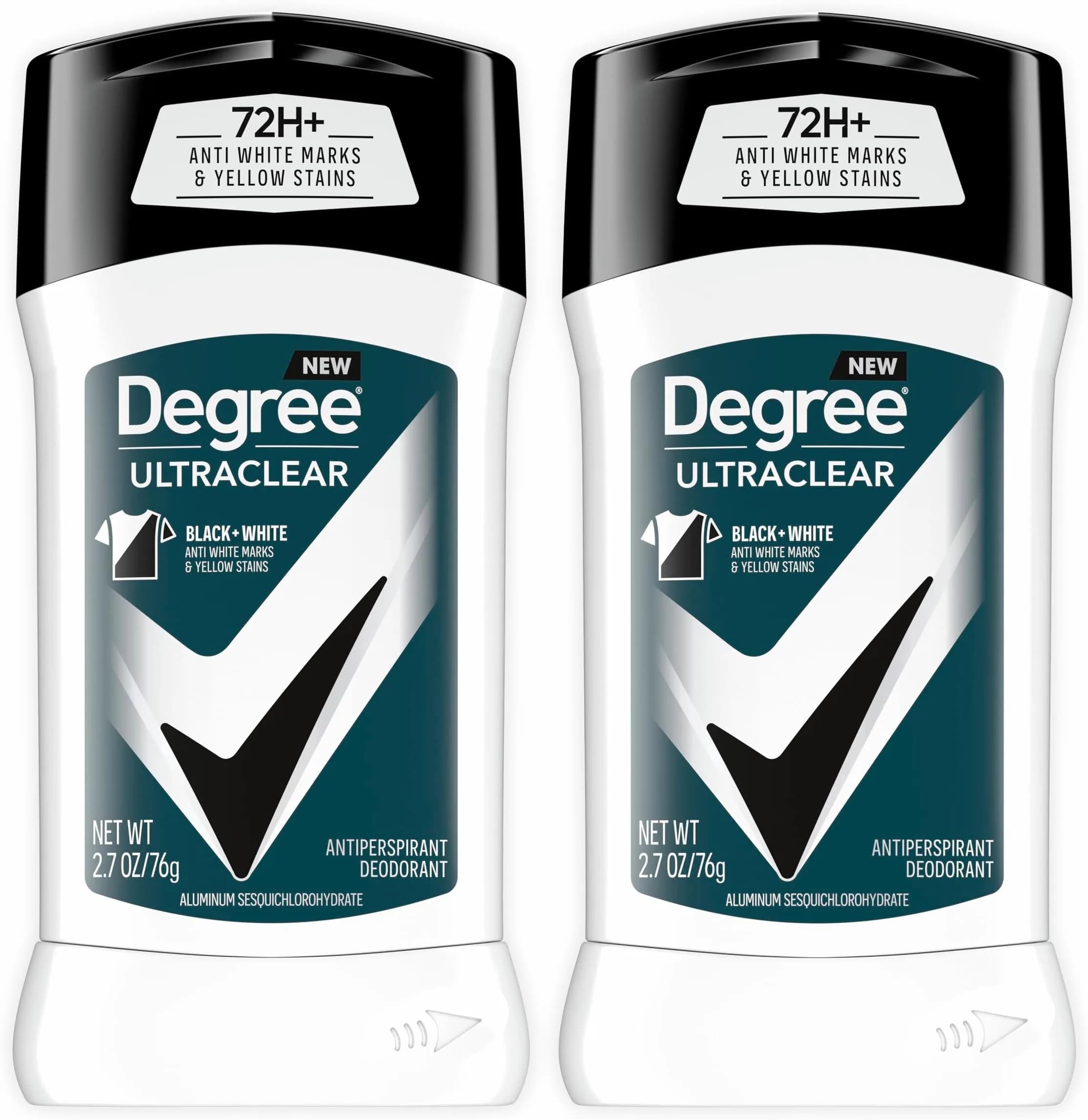 Degree Men UltraClear Black+White Antiperspirant Deodorant 72-Hour Protection 77.4 ml (2.7 oz) | Prevents Stains on Black & White Clothing — Black