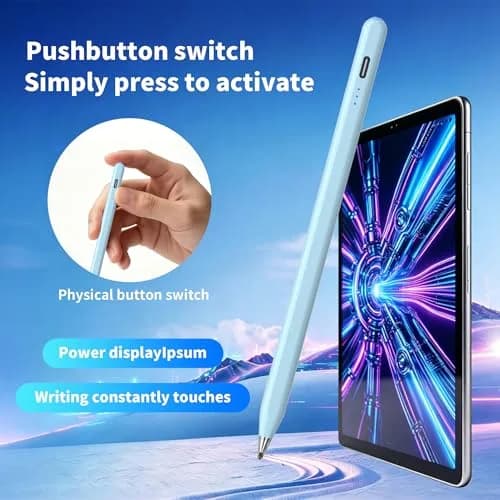 YJSK Rechargeable Stylus Pen for Samsung Galaxy Tablets | Precise, Fast Charging, Auto Sleep (Blue) thumbnail 2