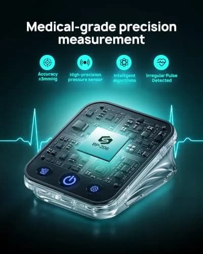 RunStar Smart Blood Pressure Monitor BP-206 with iOS & Android App | 20.3cm-42cm (8.6''-16.5'') Cuff, 12.7cm (5.0'') Display, 5-Month Battery thumbnail 5