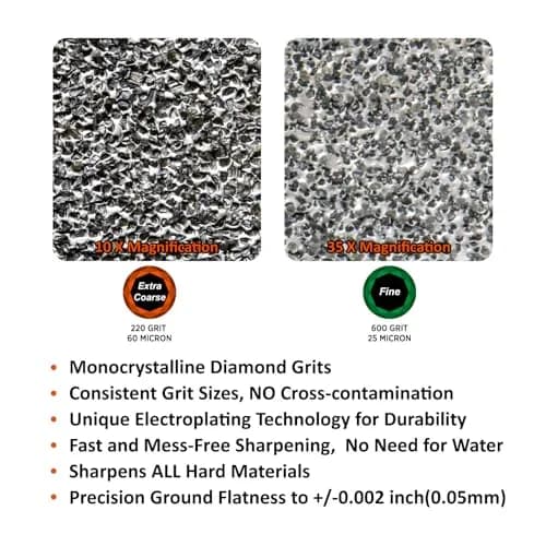 SHARPAL 163N Diamond Sharpening Stone 20.3 cm x 7.6 cm (8 in. x 3 in.) | Dual Grit Whetstone for Knife Repair & Refinement thumbnail 3