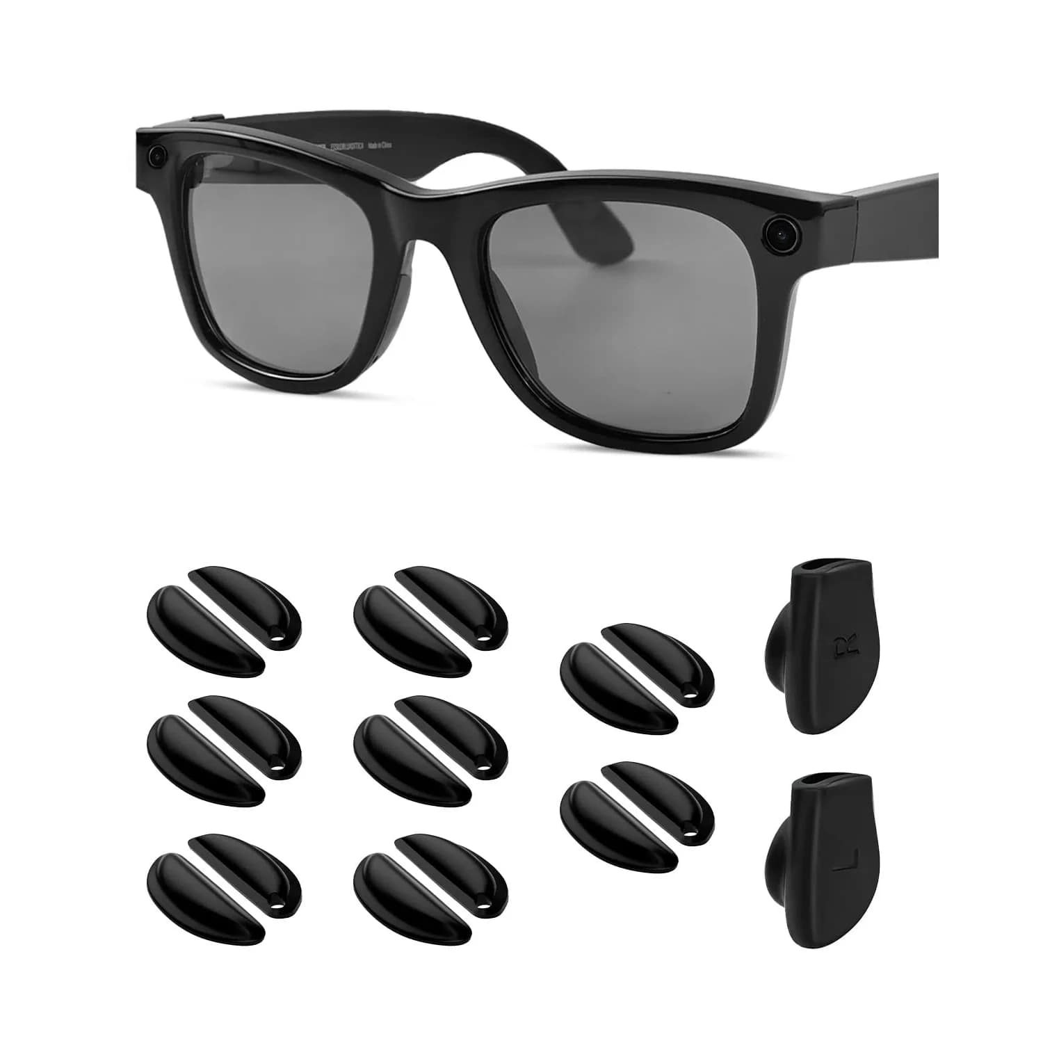 BandSmith Silicone Nose Pads & Ear Grips for Ray-Ban Meta Wayfarer | 8 Pairs Nose Pads + 1 Pair Ear Grips - main product image