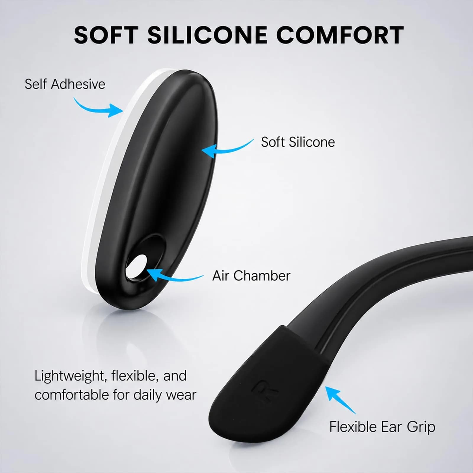 BandSmith Silicone Nose Pads & Ear Grips for Ray-Ban Meta Wayfarer | 8 Pairs Nose Pads + 1 Pair Ear Grips - view 5
