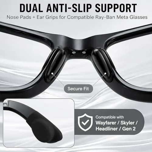 BandSmith Silicone Nose Pads & Ear Grips for Ray-Ban Meta Wayfarer | 8 Pairs Nose Pads + 1 Pair Ear Grips thumbnail 2