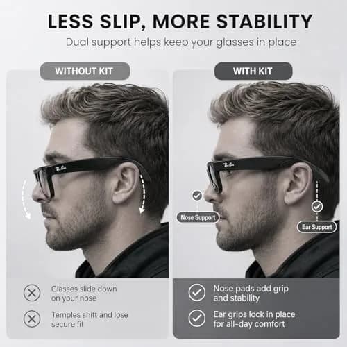BandSmith Silicone Nose Pads & Ear Grips for Ray-Ban Meta Wayfarer | 8 Pairs Nose Pads + 1 Pair Ear Grips thumbnail 3