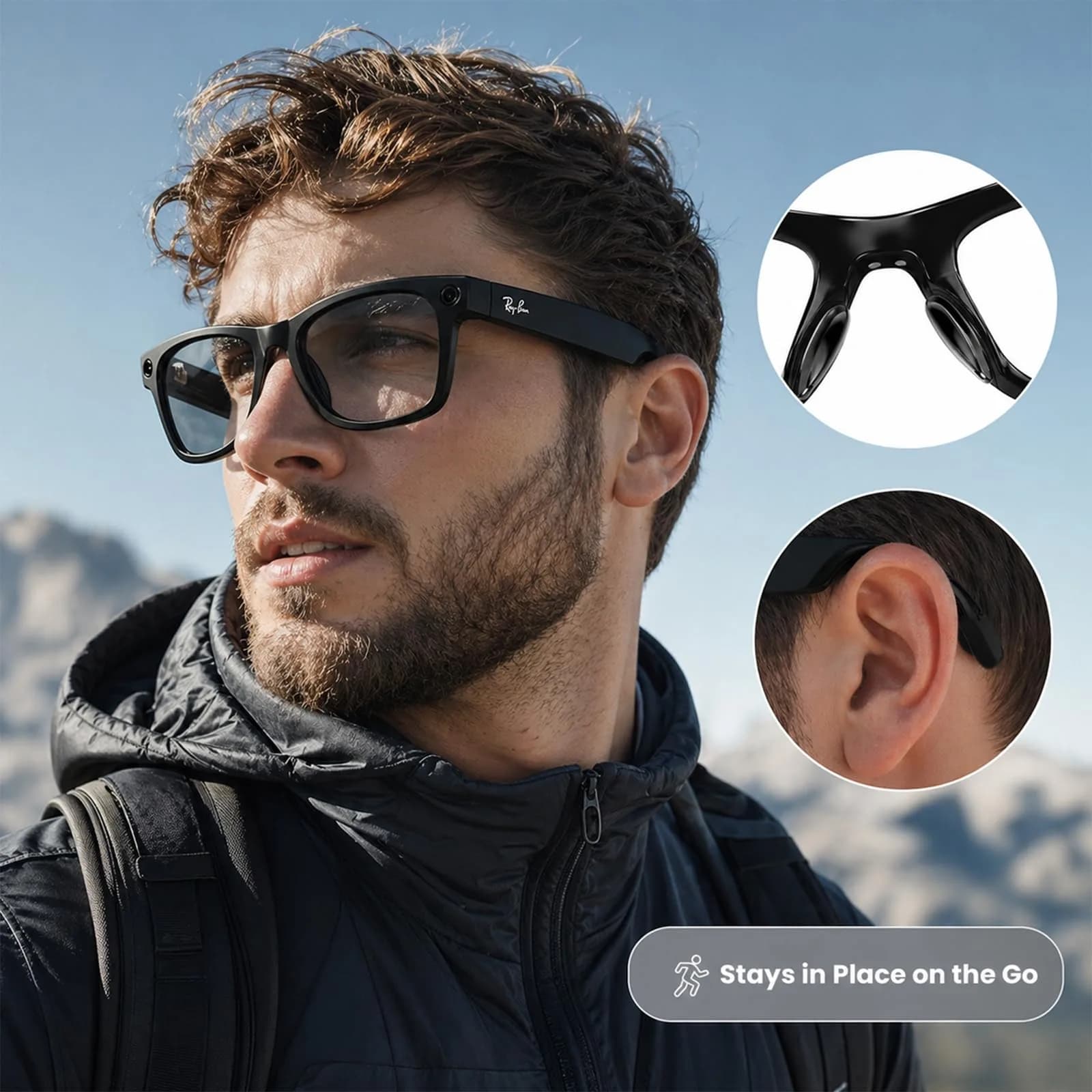 BandSmith Black Ear Grips & 8 Pairs Nose Pads for Ray-Ban Meta Wayfarer - view 4