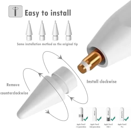 SIXFU Apple Pencil Tips Set | Durable Metal Tips for iPad Pencil (4 PCS) | Compatible with Apple Pencil Pro/USB-C/1st/2nd Gen thumbnail 2