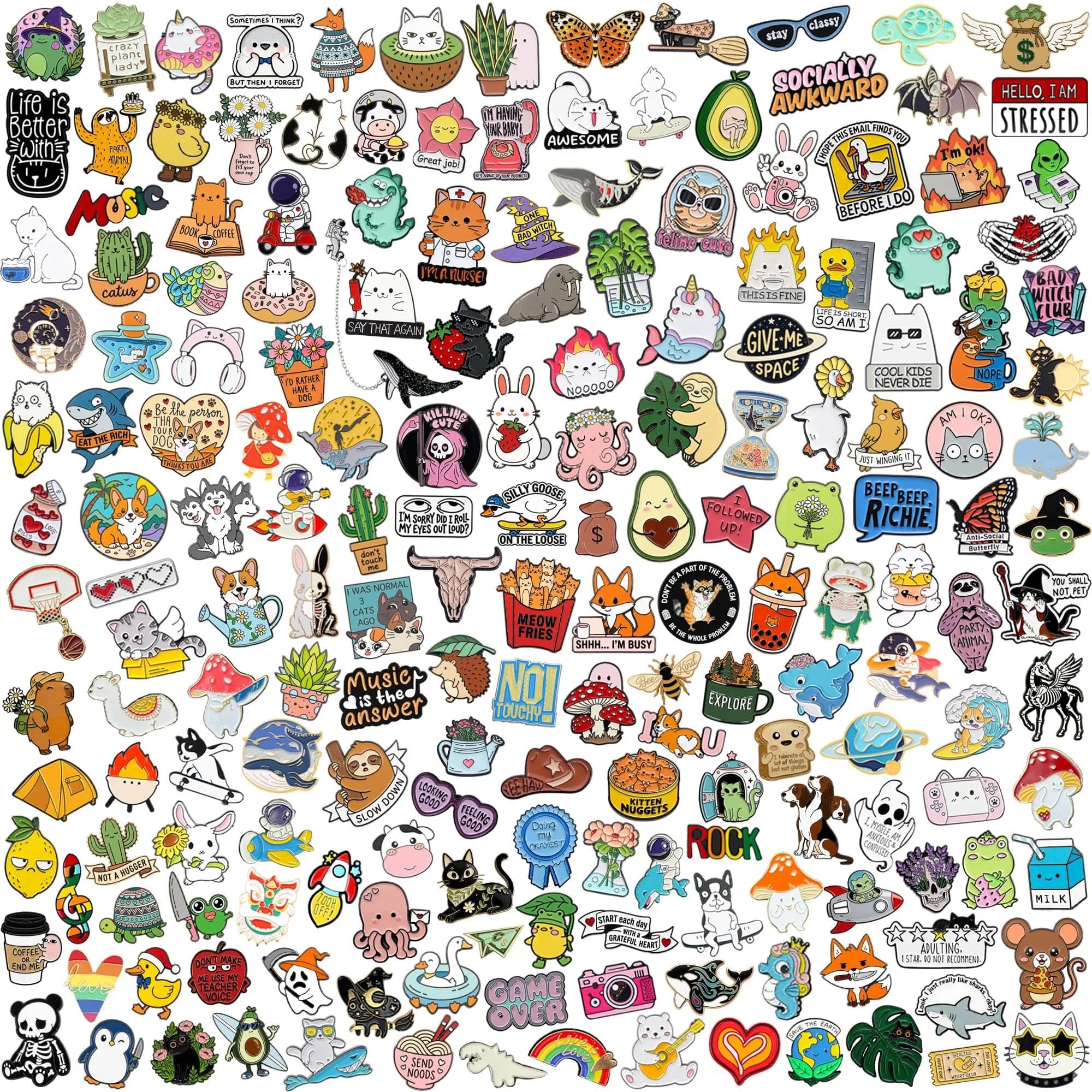 SINCCO Cute Enamel Backpack Pins, Funny Anime Lapel Pin Bulk Set - 70 Pieces — 70pcs