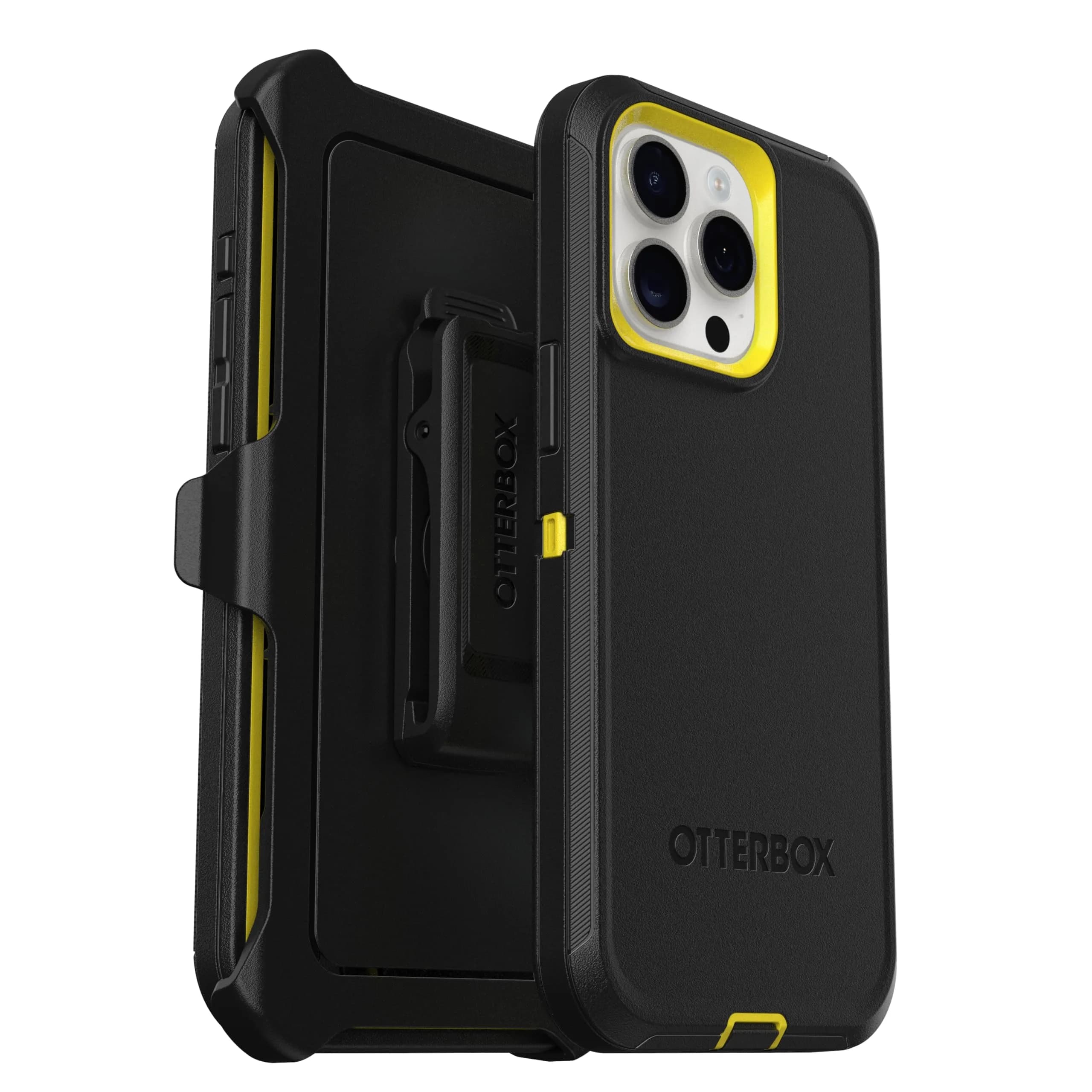 OtterBox Defender Series Case iPhone 15 Pro Max Night (Black & Yellow) | Rugged & Screenless - main product image