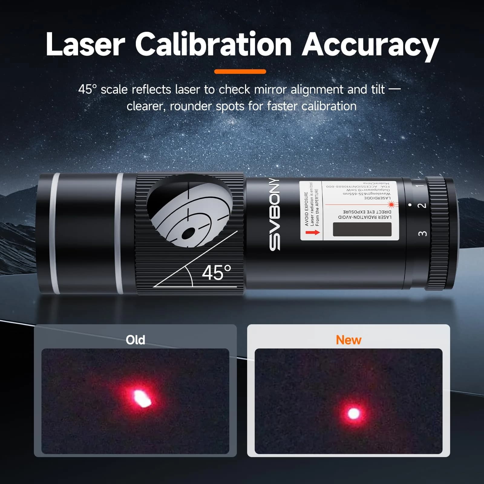 SVBONY SV121 Red Laser Collimator for Telescopes 1.25 Inch | Upgraded Triangular Screw Design & 3-Level Brightness Adjustment - view 4