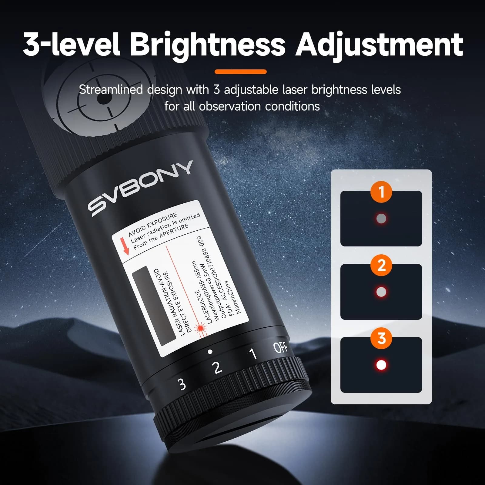 SVBONY SV121 Red Laser Collimator for Telescopes 1.25 Inch | Upgraded Triangular Screw Design & 3-Level Brightness Adjustment - view 5
