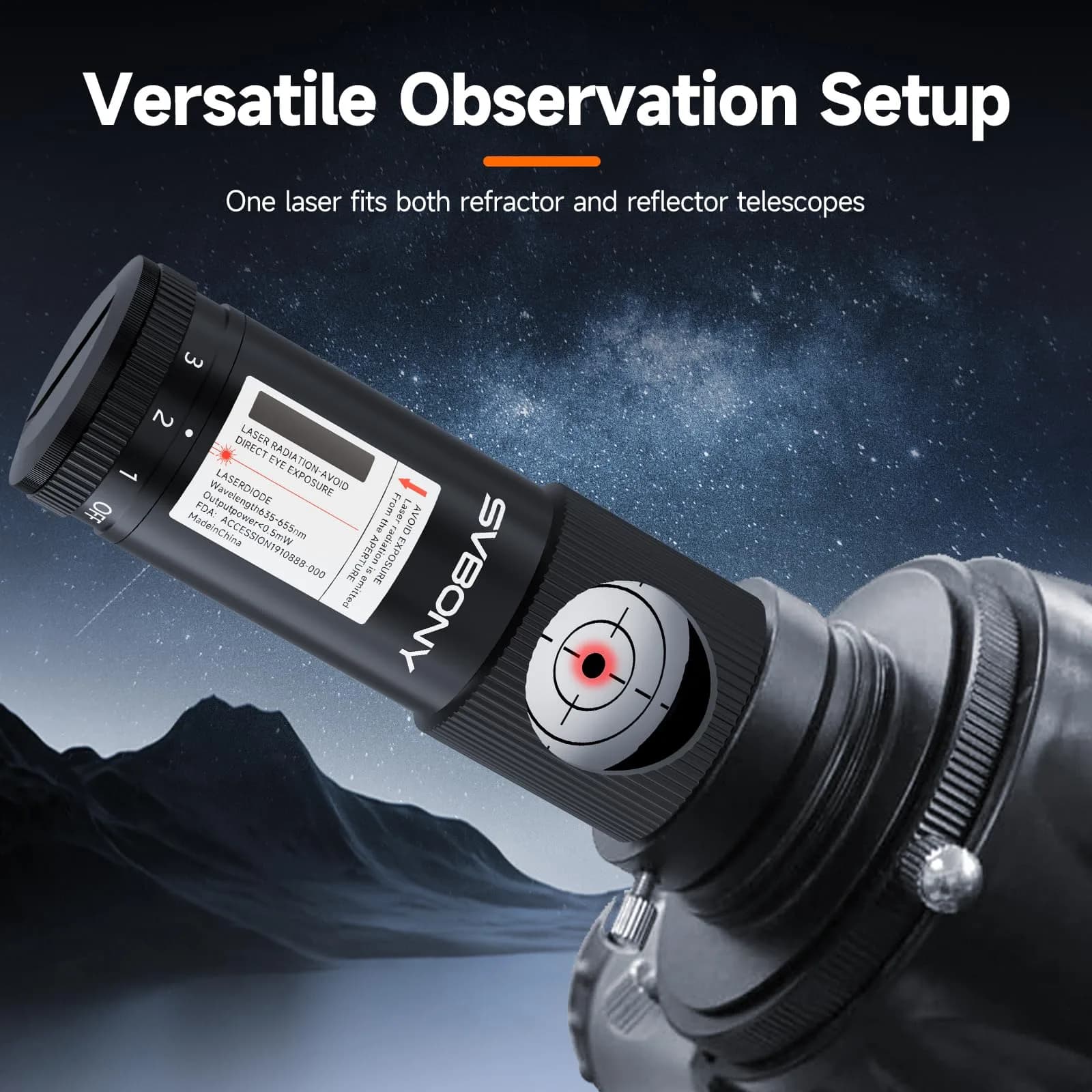SVBONY SV121 Red Laser Collimator for Telescopes 1.25 Inch | Upgraded Triangular Screw Design & 3-Level Brightness Adjustment - view 7