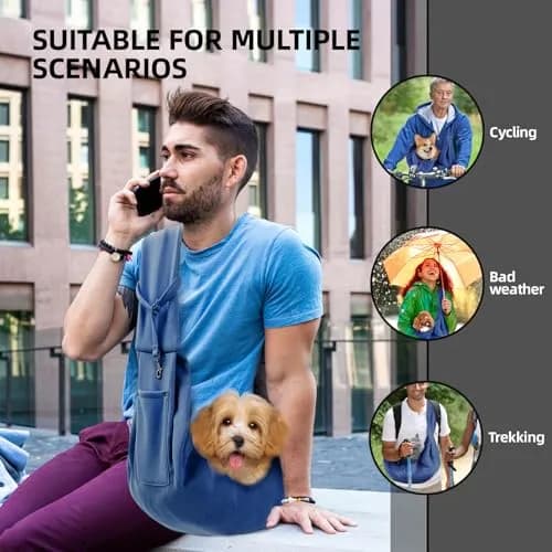 ARZQUT Dog and Cats Carrier Sling | Reversible Small Pet Carrier with Storage Pocket for Travel & Daily Use thumbnail 2