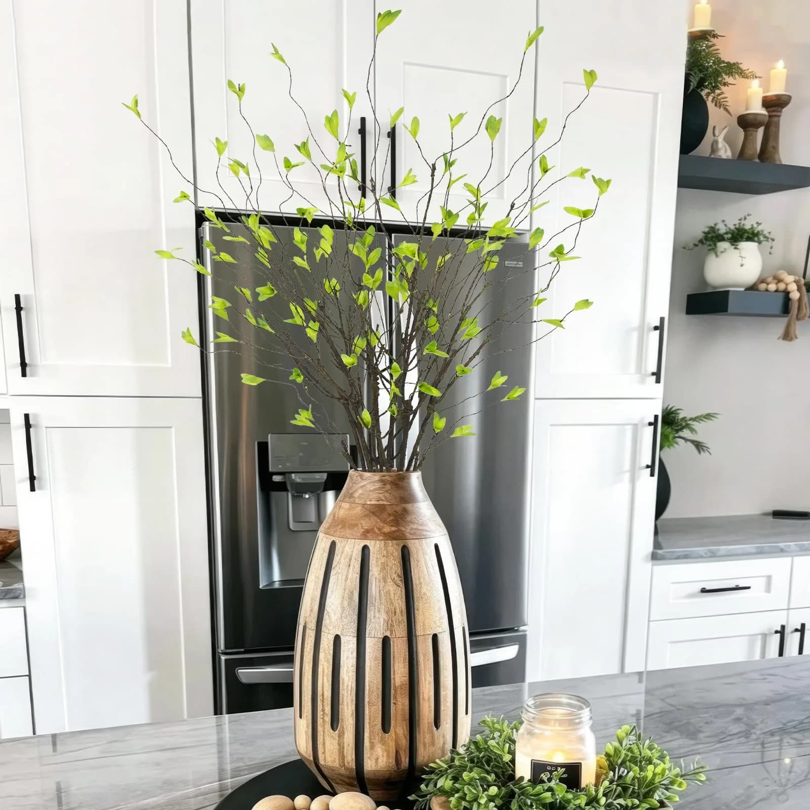 ACRYCS 6Pcs Artificial Greenery Branches 105 cm (41.34 Inches) | Realistic Flexible Ficus Twig Stems for Tall Floor Vase Filler - view 7