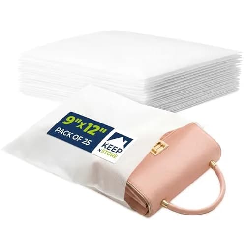Keep N Store Anti-Scratch Dust Bags 9" x 12" Pack of 25 | Breathable Cloth-Like Storage for Handbags & Shoes thumbnail 1