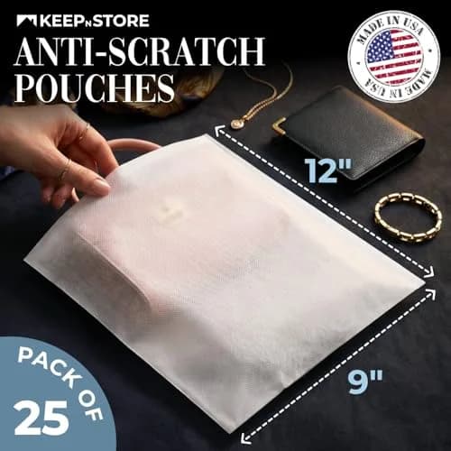 Keep N Store Anti-Scratch Dust Bags 9" x 12" Pack of 25 | Breathable Cloth-Like Storage for Handbags & Shoes thumbnail 2