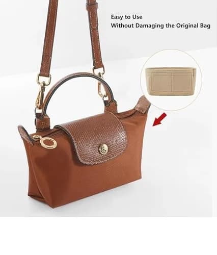 Umiup Felt Mini Purse Bag Organizer for Longchamp Small Tote XS (1.97*6.5*3.15in) | Keeps Handbags Tidy thumbnail 5