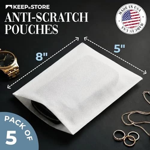 Keep N Store Pack of 5 Anti-Scratch Dust Bags 5" x 8" | Breathable Cloth-Like Storage Pouches thumbnail 2