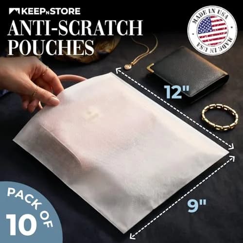 Keep N Store Anti-Scratch Dust Bags 9" x 12" Pack of 10 | Breathable Cloth-Like Storage for Handbags & Shoes thumbnail 2
