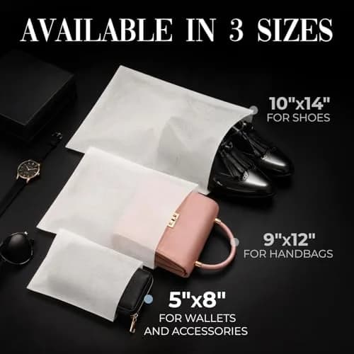 Keep N Store Pack of 50 Anti-Scratch Dust Bags 5" x 8" | Breathable Cloth-Like Storage for Handbags & Shoes thumbnail 6
