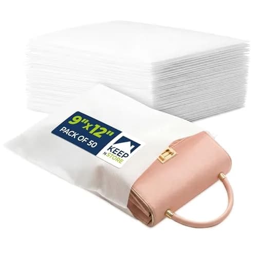 Keep N Store 50 Pack of Anti-Scratch Dust Pouches 9" x 12" | Breathable, Durable Storage Bags for Handbags & Accessories thumbnail 1