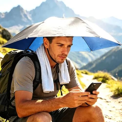 Luwint 36-Inch Hands-Free Umbrella Hat with Chin Strap | Lightweight & Foldable for Outdoor Activities thumbnail 6