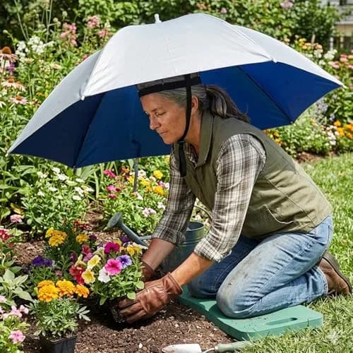 Luwint 36-Inch Hands-Free Umbrella Hat with Chin Strap | Lightweight & Foldable for Outdoor Activities thumbnail 3