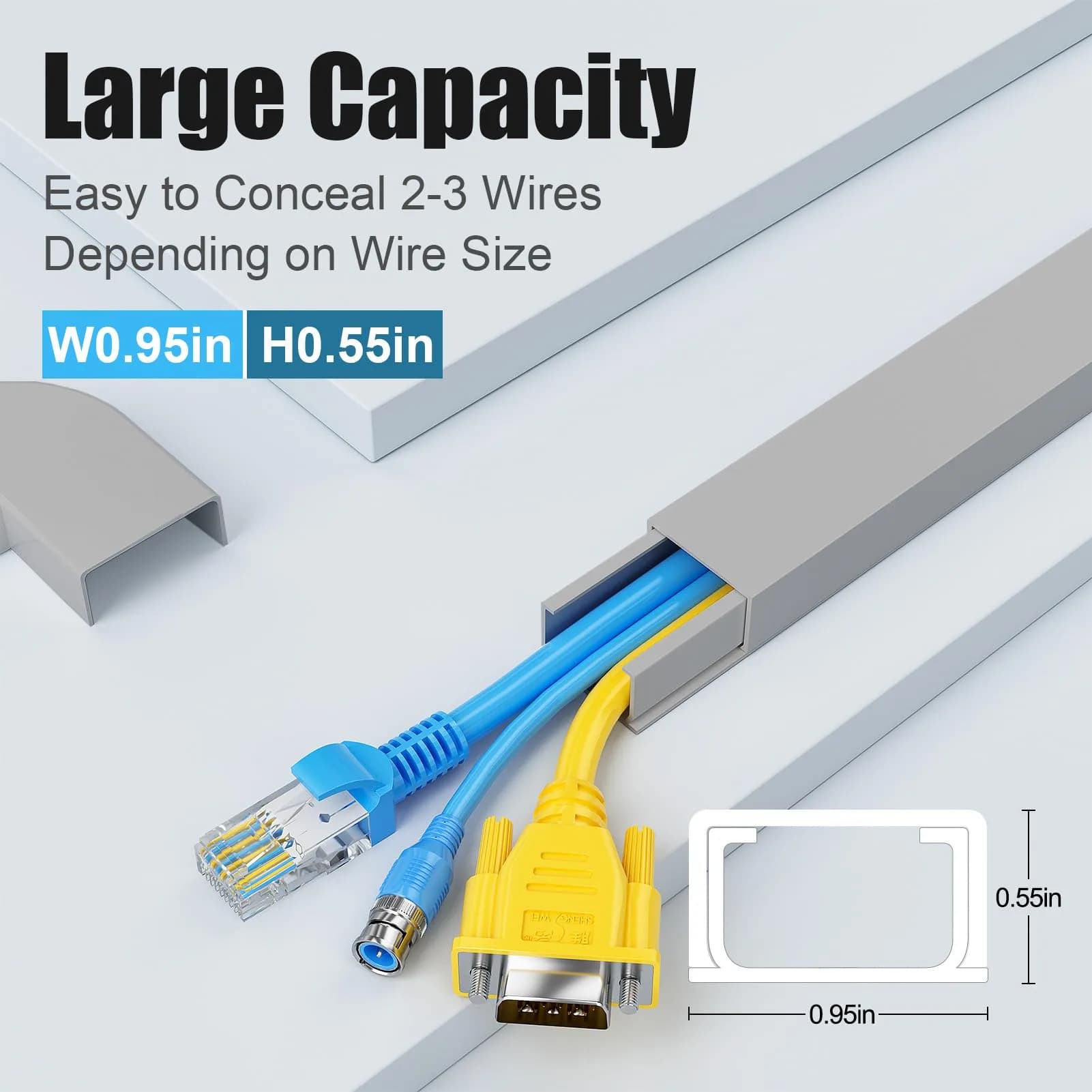 Yecaye Grey Cord Hider Kit 113in - Conceals 2 Small Wires for Home & Office - view 2