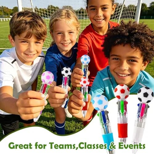 BIMORITA 24Pcs Soccer Mini Multicolor Pens | 4-in-1 Ballpoint Pens for Party Favors thumbnail 6
