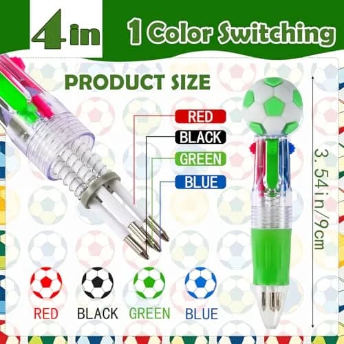 BIMORITA 24Pcs Soccer Mini Multicolor Pens | 4-in-1 Ballpoint Pens for Party Favors thumbnail 2