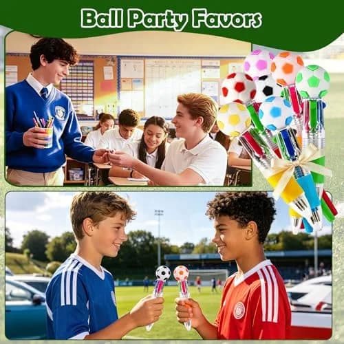 BIMORITA 24Pcs Soccer Mini Multicolor Pens | 4-in-1 Ballpoint Pens for Party Favors thumbnail 4
