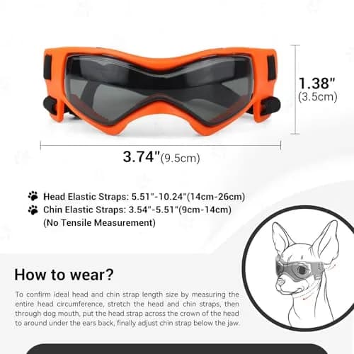 PETLESO XS Dog Goggles Chihuahua Glasses 3.74 in (9.5 cm) | Anti-UV Eye Protection for Tiny Dogs & Cats thumbnail 5