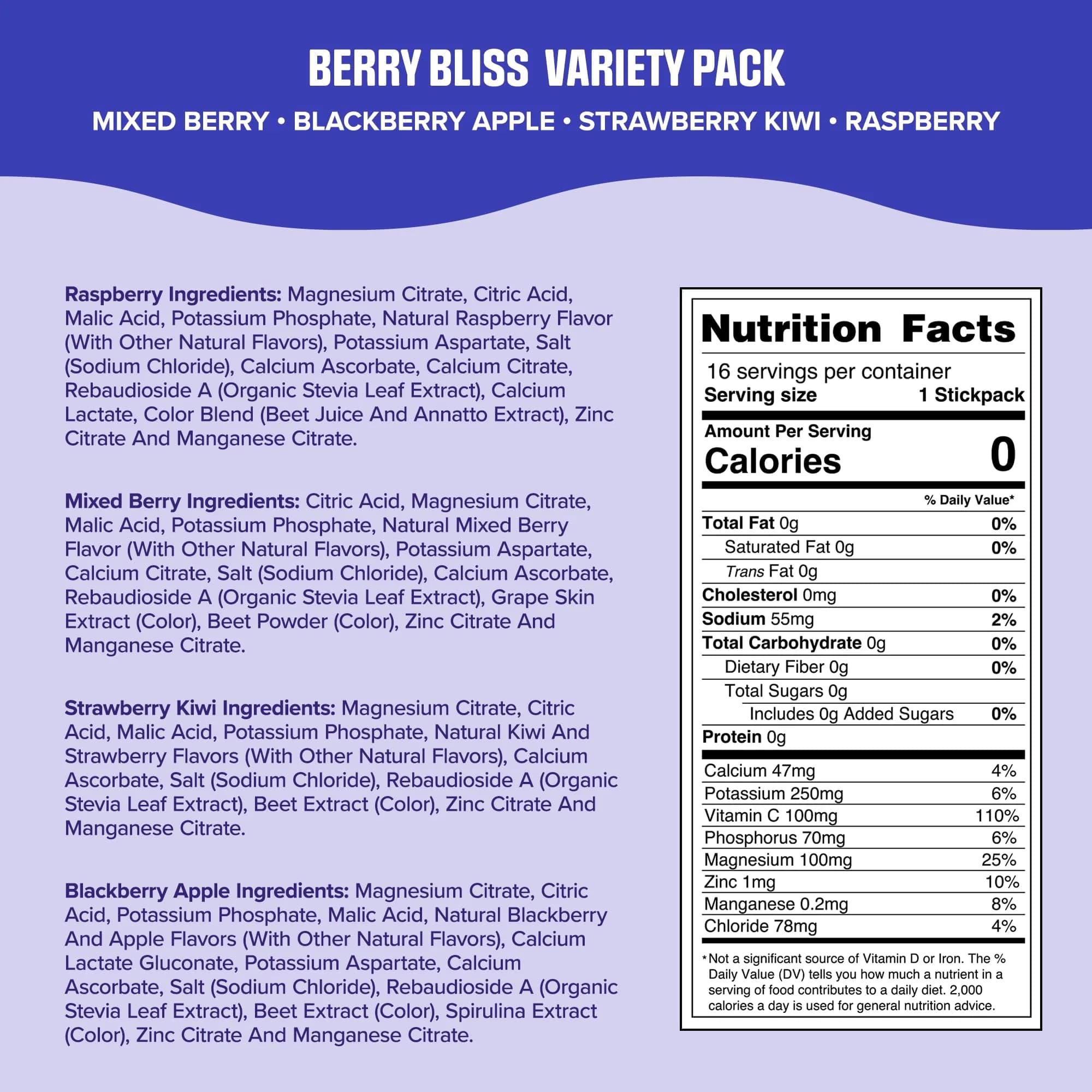 Ultima Replenisher Daily Electrolyte Powder Drink Mix Berry Bliss Variety Pack, 20 Stickpacks | Zero Sugar Hydration Powder with 6 Electrolytes & Minerals - view 3