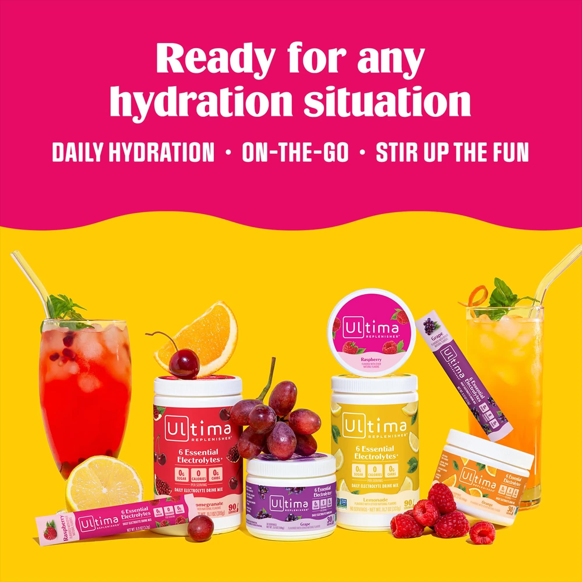 Ultima Replenisher Daily Electrolyte Powder Drink Mix Berry Bliss Variety Pack, 20 Stickpacks | Zero Sugar Hydration Powder with 6 Electrolytes & Minerals - view 8