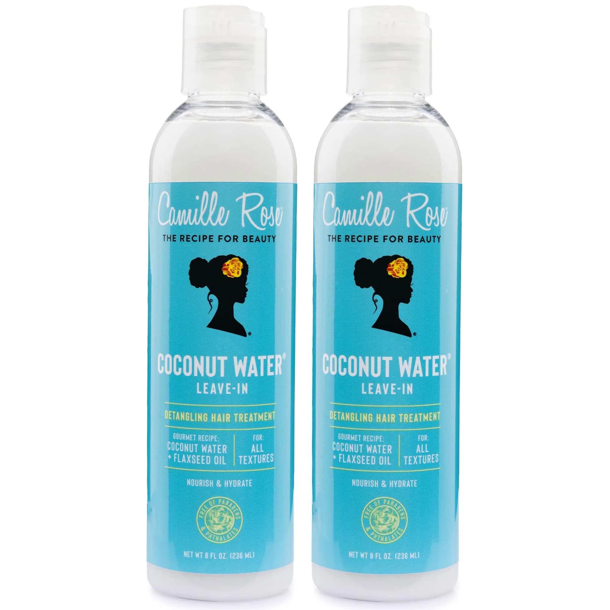 Camille Rose Leave-In Conditioner Coconut Water 2-Pack | Lightweight Hydrating Hair Treatment for All Hair Types