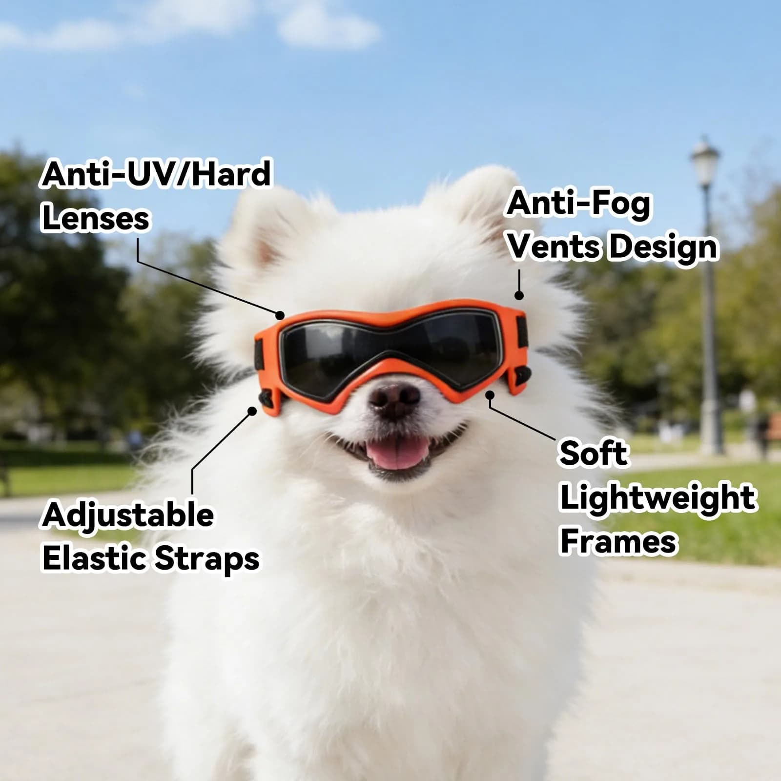 Enjoying Style Orange X-Small Breed Dog Goggles | UV Protection, Windproof & Adjustable - view 3