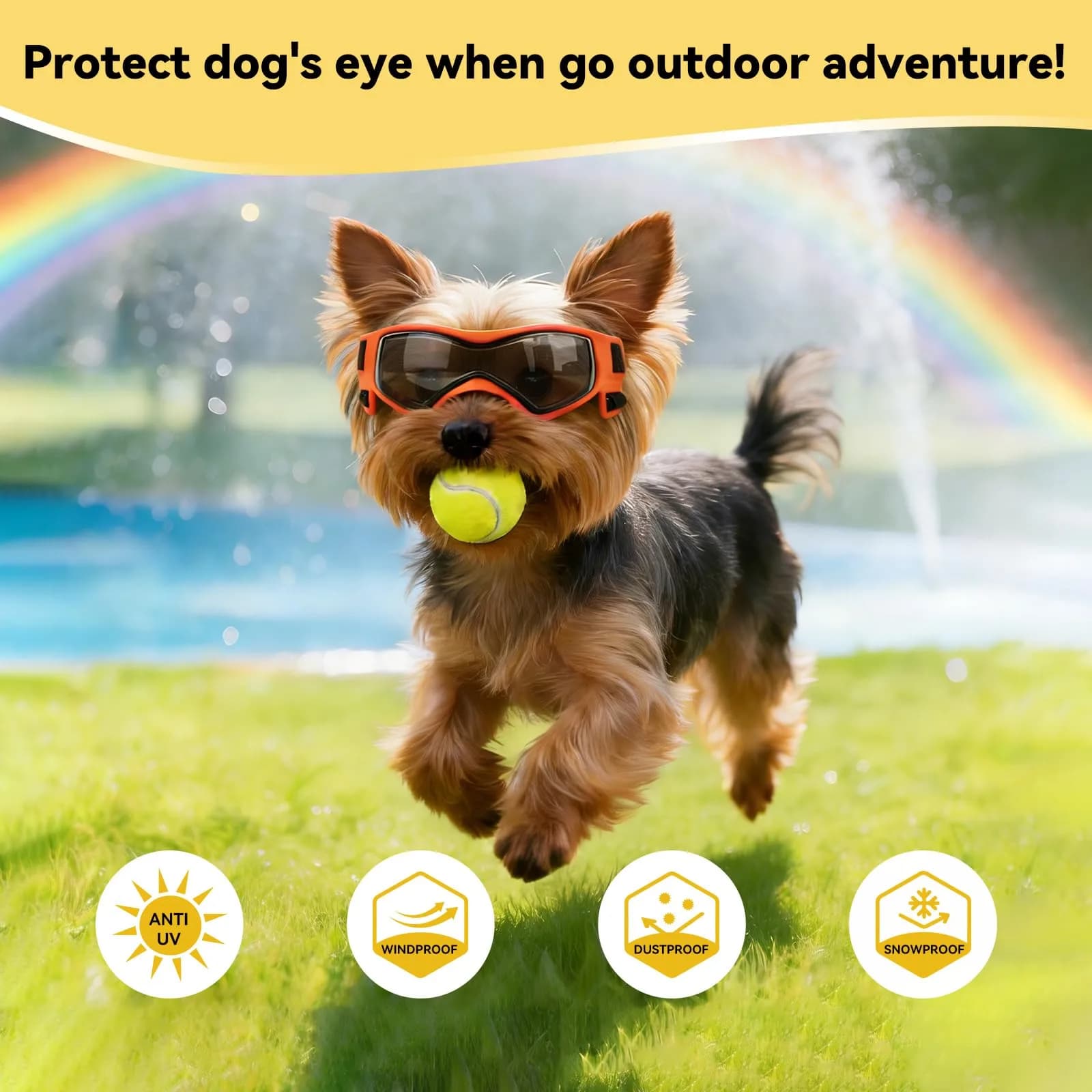 Enjoying Style Orange X-Small Breed Dog Goggles | UV Protection, Windproof & Adjustable - view 4
