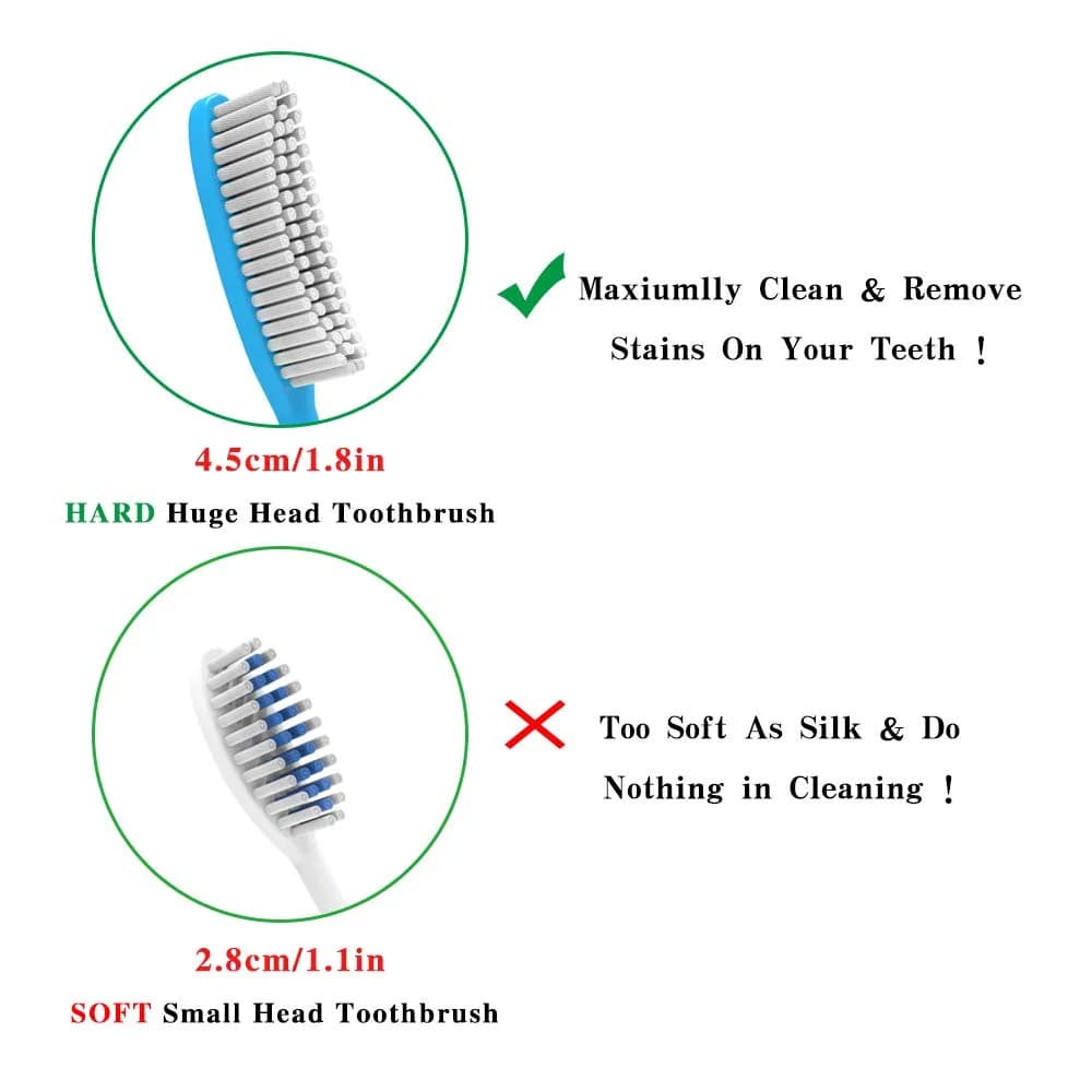 DR PERFECT Extra Hard & Firm Toothbrush Large Long Head Whitening Teeth Pack of 4 (Navy) | Heavy Stain Removal thumbnail 3