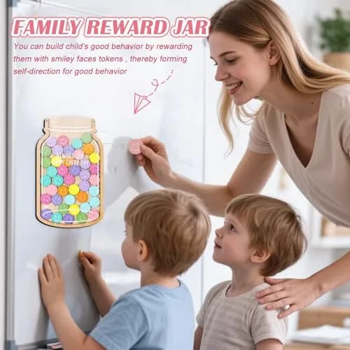 GoClimber Magnetic Reward Jar, Smiley Faces Tokens for Kids, Behavior Management, Classroom & Home, 5.9x9.5in thumbnail 7