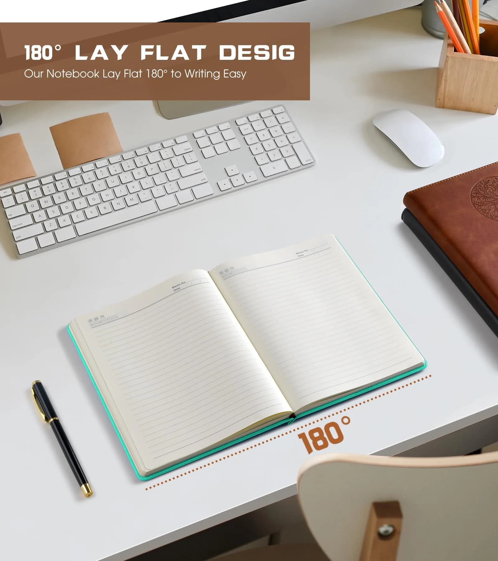 Biuwory A5 Hardcover Journal Notebook with Vintage Leather Cover, 140 Pages College Ruled | Daily Diary Notepad for Students & Professionals - view 6