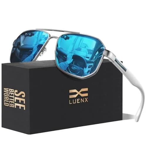 Luenx Aviator Polarized Sunglasses for Men: Square UV400 Driving | Stylish, UV Protection & Sturdy Design thumbnail 1