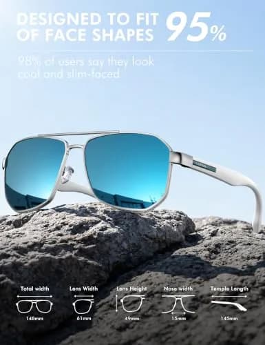 Luenx Aviator Polarized Sunglasses for Men: Square UV400 Driving | Stylish, UV Protection & Sturdy Design thumbnail 5