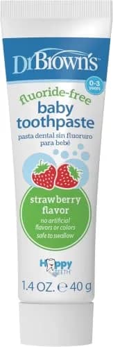 Dr. Brown’s Fluoride-Free Baby Toothpaste 1.4oz | Infant & Toddler Oral Care, Strawberry, 12-Pack - main product image