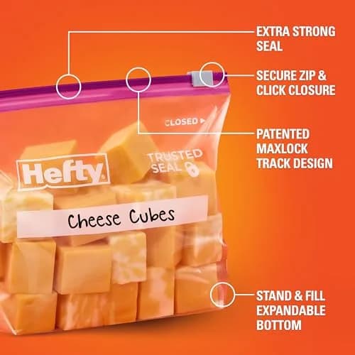 Hefty Slider Storage Bags Quart Size 312 Count (Pack of 4) | Durable Plastic Bags for Food Storage & Organization thumbnail 5